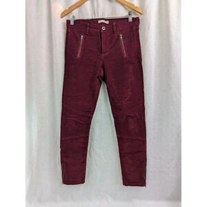 Banana Republic Pants Womens 28x25 Burgundy Red Corduroy Skinny Ankle Zippers